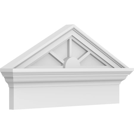 Ekena Millwork Peaked Cap 3 Spoke Architectural PVC Combination Pediment, 24"W x 12-7/8"H x 2-3/4"P (Pitch 6/12) PEDPC024X130PKC03